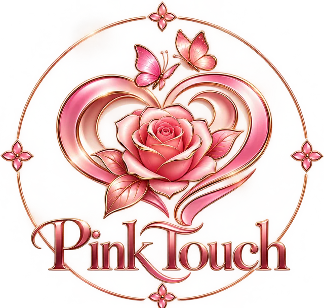 Emblema Pink Touch: un trandafir într-o inimă, încadrat de un cerc cu patru romburi.